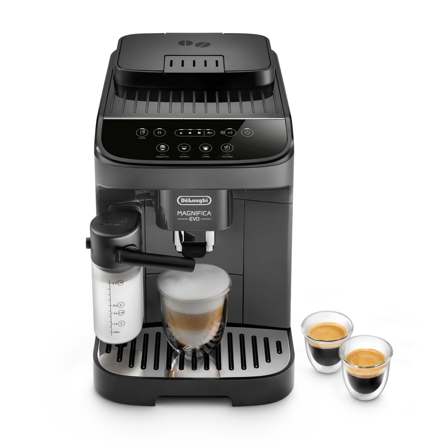 De'Longhi Magnifica Evo, Bean to Cup Coffee and Cappuccino Maker, 1450 watts, 250g bean container, 1.8L water container, ECAM292.81.B, Plastic, Black