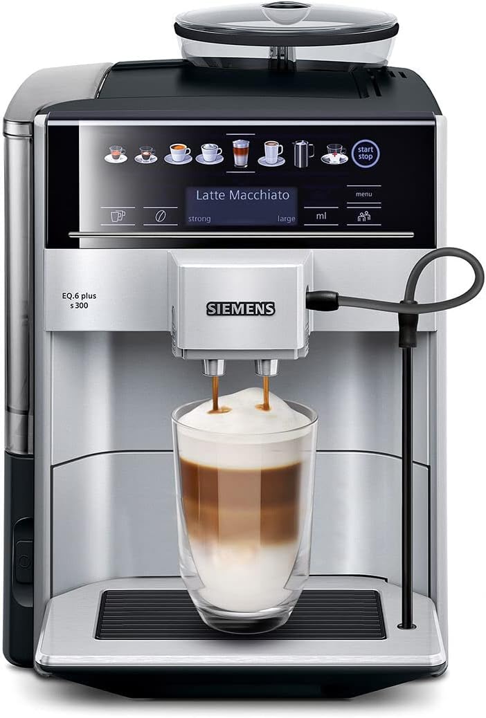 SIEMENS TE653M11GB EQ6 plus S300, Bean to Cup Fully Automatic Espresso Coffee Machine with milk system, 10 coffee varieties, 2 user profiles - Titanium