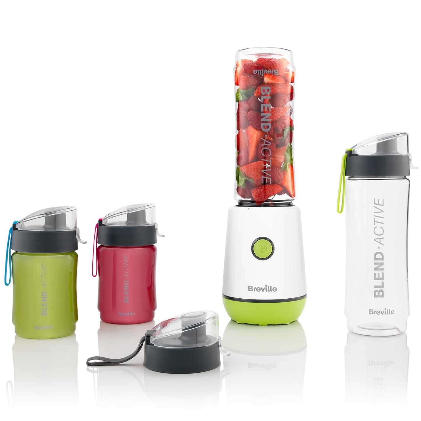 Breville Blend Active Personal Blender & Smoothie Maker | 350W | 2 Portable Blend Active Bottles (600ml) | Leak Proof Lids | White & Pink [VBL248]