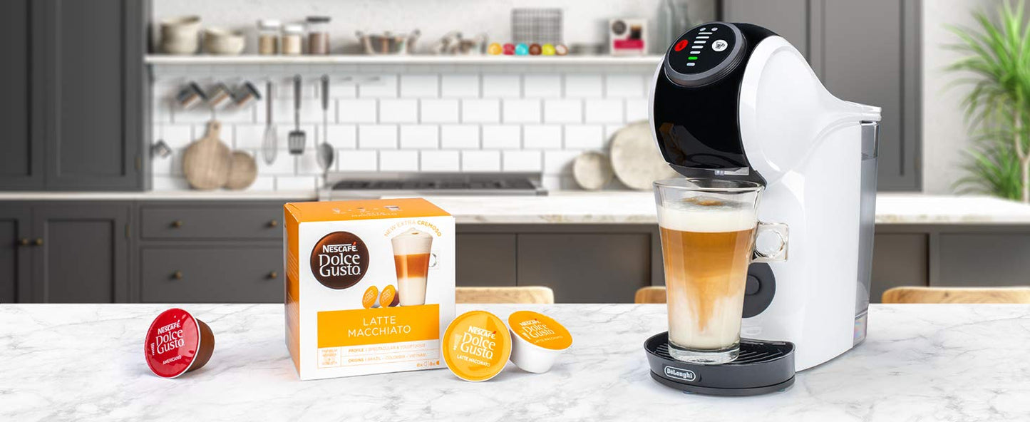 NESCAFÉ De'Longhi Dolce Gusto EDG225.W Automatic Coffee Machine Genio S Pod Coffee Machine, compact design, adjustable drink size, 0,8L removable water tank, White White Machine