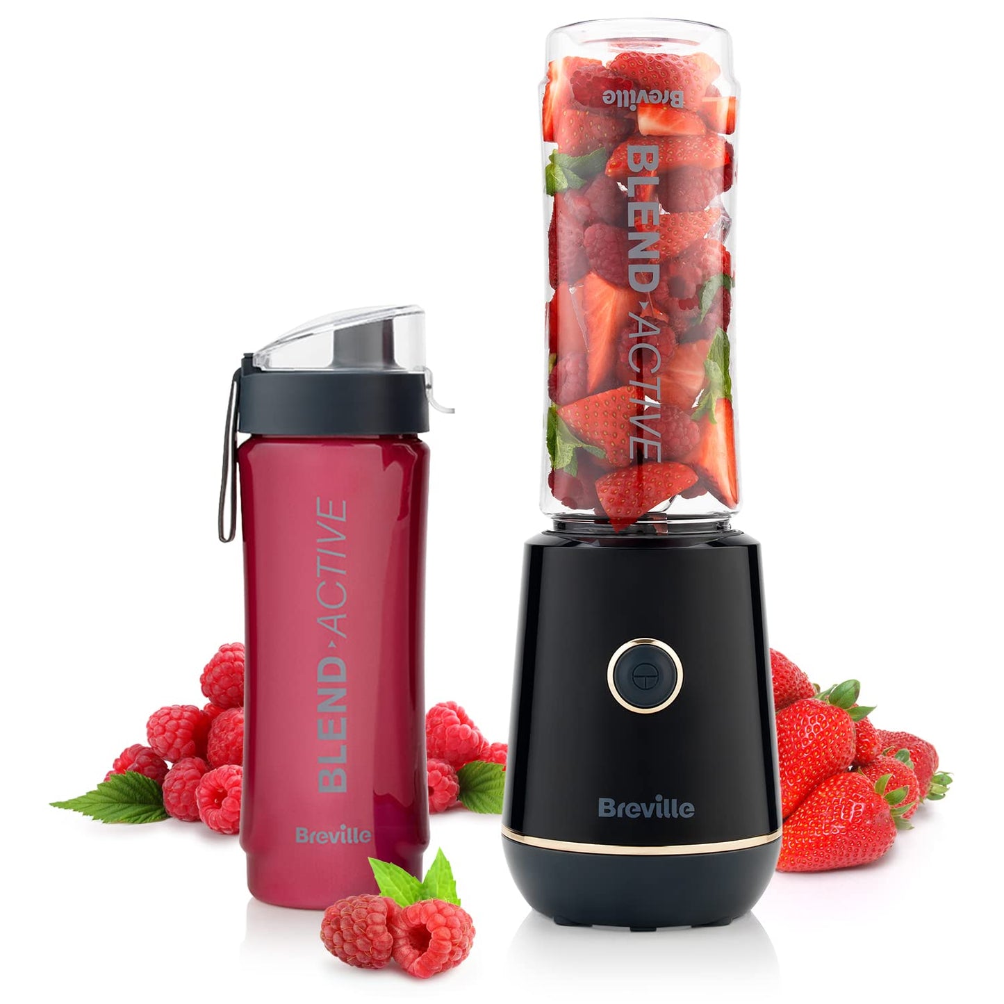 Breville Blend Active Personal Blender & Smoothie Maker | 350W | 2 Portable Blend Active Bottles (600ml) | Leak Proof Lids | White & Pink [VBL248]