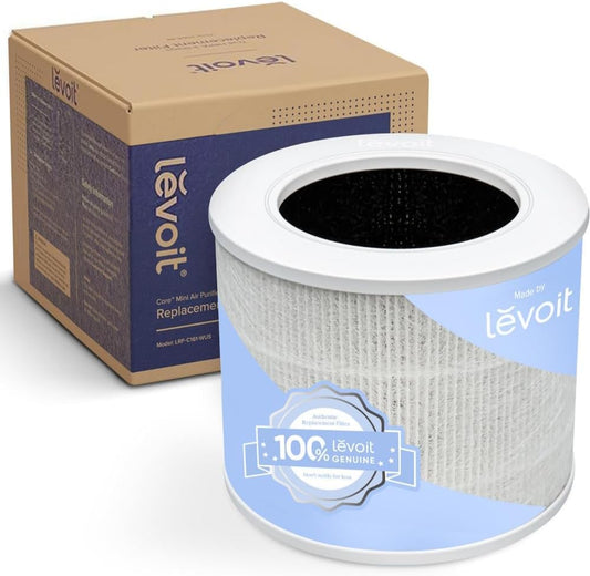 LEVOIT Core Mini-RF Genuine Air Purifier Replacement Filter 3-in-1 HEPA, High-Efficiency Activated Carbon, White, Suitable for Core Mini