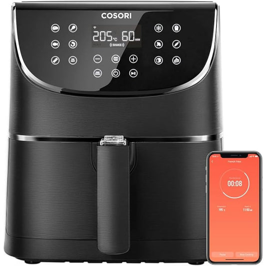 COSORI Air Fryer Large 6.2L, Clear Blaze airfryer with Visual Window, 55% Savings and 85% Less Oil, 8 Presets Plus Roast, Bake, Shake Reminder, 80+ Recipes, Dishwasher Safe, Quiet, 1700W, Black