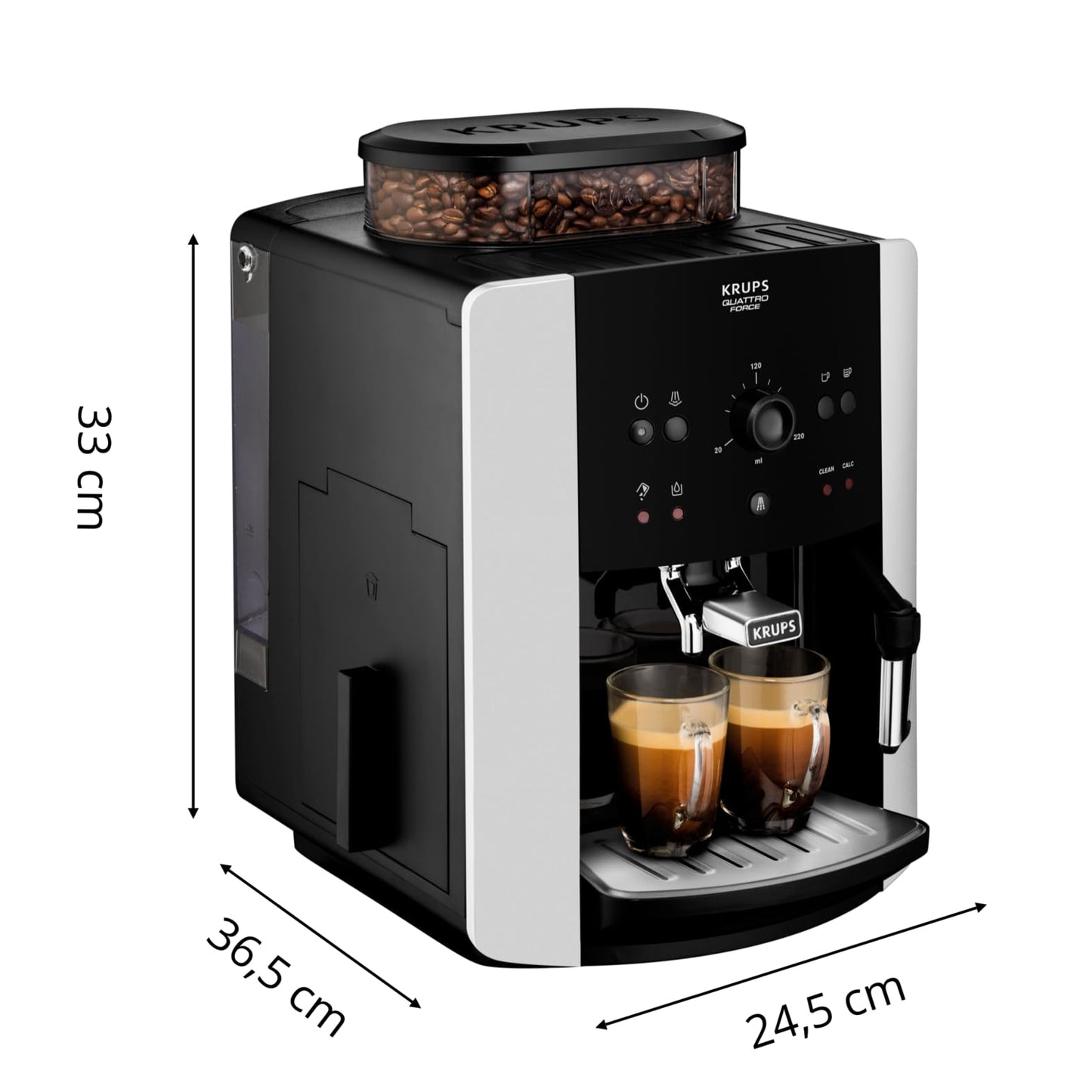 KRUPS Arabica Digital Automatic Coffee Machine, Bean to Cup, Espresso & Cappuccino Maker, 1.7 litre Water Tank, Silver, EA817840