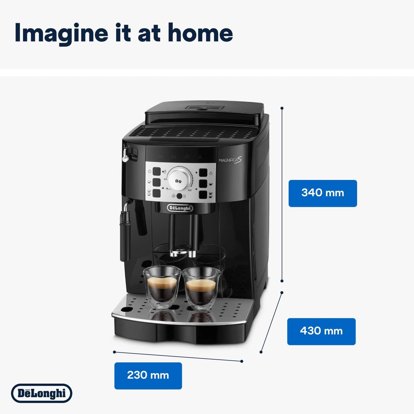 De'Longhi Magnifica S, Automatic Bean to Cup Coffee Machine, Espresso and Cappuccino Maker, ECAM22.110.B, 1.8 liters,Black [Amazon Exclusive]