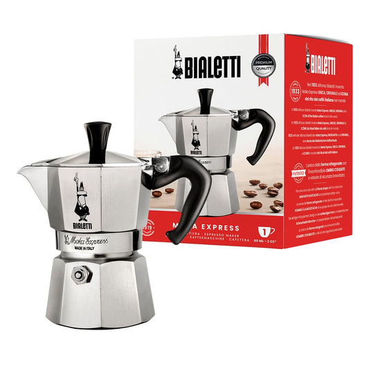 Bialetti Moka Express Caffettiera in Alluminio, 6 Cups, Acciaio Inossidabile, Argento,270 milliliters, Silver