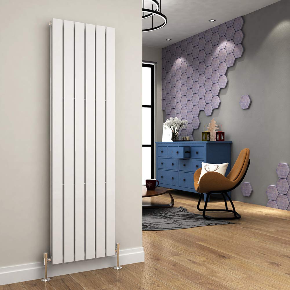 ELEGANT Radiators Vertical White Tall Single Bathroom Kitchen Designer Radiator Flat Panel 1800 x 452 mm