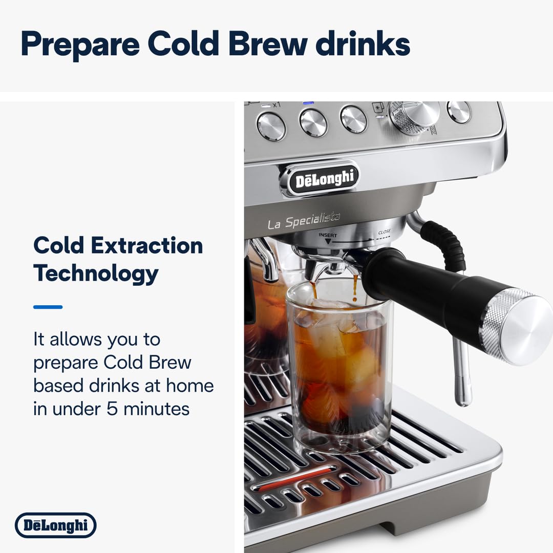 De'Longhi La Specialista Metal Barista Pump Espresso Machine, Bean to Cup Coffee and Cappuccino Maker, EC9155.MB, 1450W, Silver