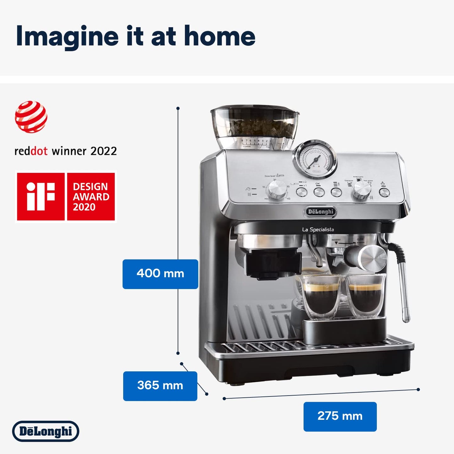 De'Longhi La Specialista Arte EC9155.W, Barista Pump Espresso Machine, Bean to Cup Coffee and Cappuccino Maker, 8 Grinding Settings, MyLatte Art Frothing Wand, 1550W, White
