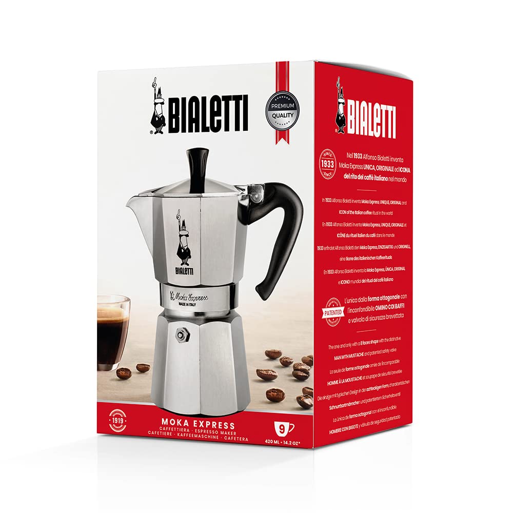 Bialetti Moka Express Espresso Maker for 6 Cups plus 250 g Perfect Moka Non-Induction 6 Cups (250 ml) Aluminium