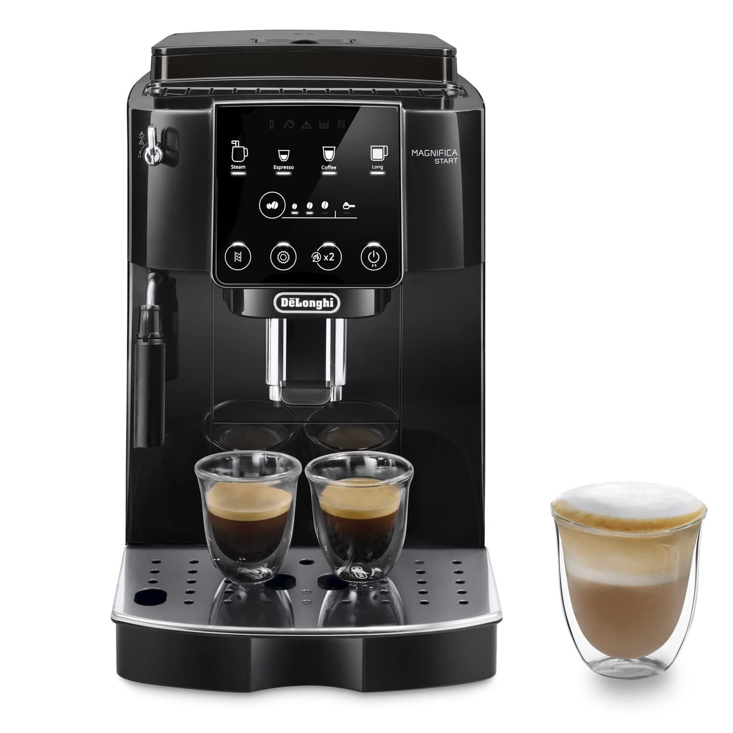 De'Longhi Magnifica Start ECAM220.60.B, Fully Automatic Bean to Cup Coffee Machine with 4 One-Touch Recipes, Soft-Touch Control Panel, Auto Milk, 1450W, Black