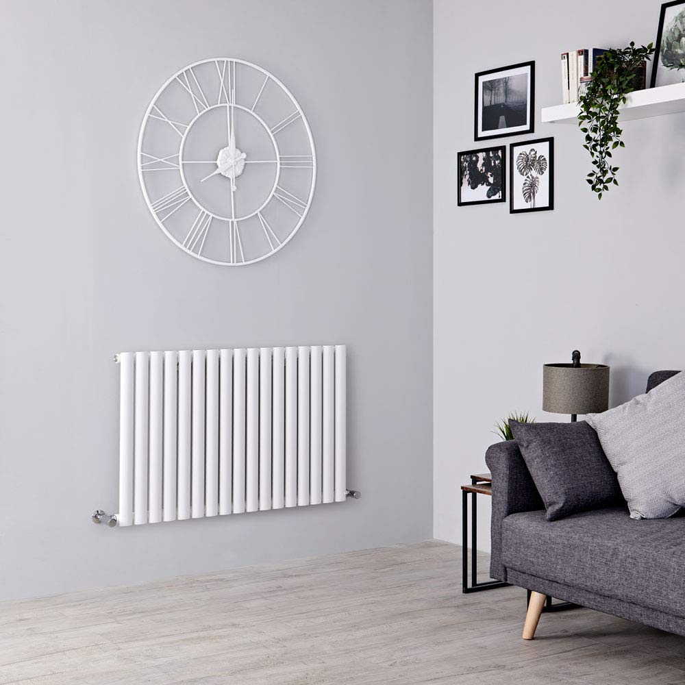 Milano Aruba - Anthracite Horizontal Single Oval Panel Radiator - 400mm x 413mm