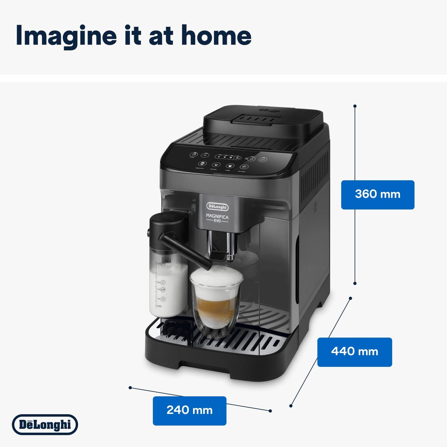 De'Longhi Magnifica Evo, Bean to Cup Coffee and Cappuccino Maker, 1450 watts, 250g bean container, 1.8L water container, ECAM292.81.B, Plastic, Black