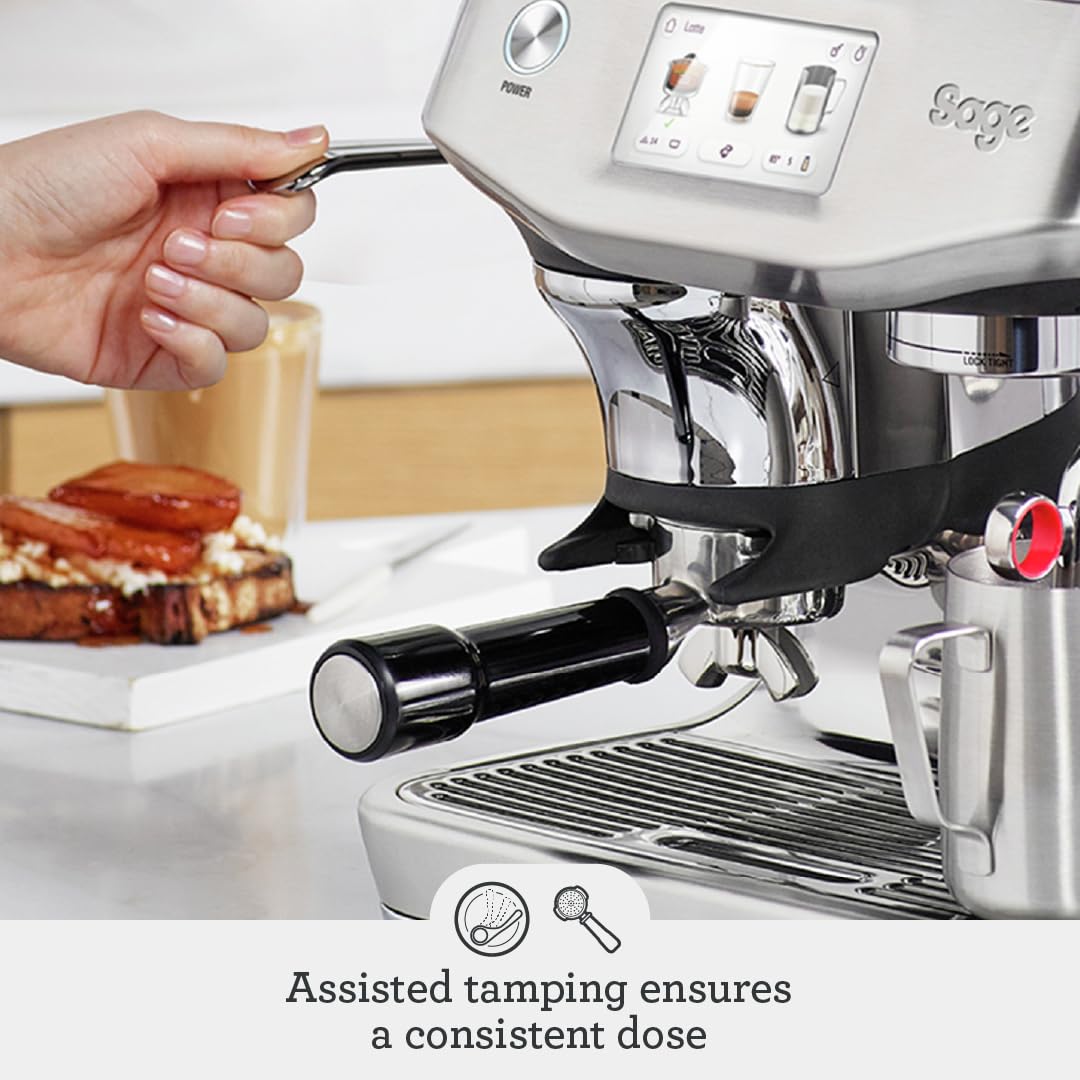 Sage - The Barista Touch Impress - Bean to Cup Coffee Machine with Grinder and Milk Frother, Cappuchino, Latte, Espresso Maker, Easy to Use, 8 Presets, With Milk Jug, 1700 W, Brushed Stainless Steel