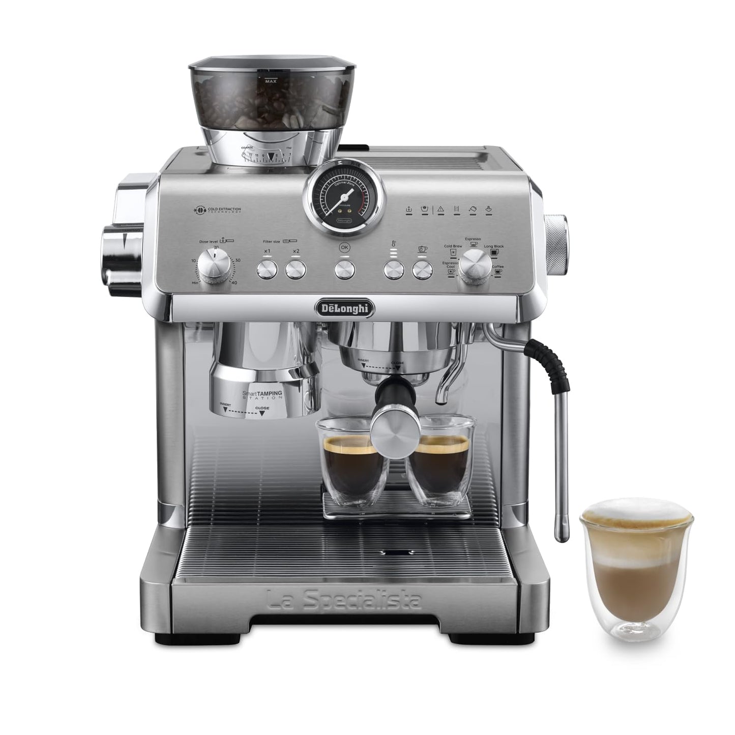De'Longhi La Specialista Arte EC9155.W, Barista Pump Espresso Machine, Bean to Cup Coffee and Cappuccino Maker, 8 Grinding Settings, MyLatte Art Frothing Wand, 1550W, White