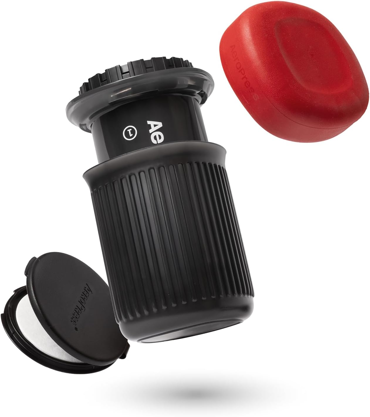 Aeropress Go Portable Travel Coffee Press Kit, 1-3 Cups in a Minute, Coffee, Espresso, & Cold Brew Maker, Manual Coffee Making Machine for Travel, Includes Mug & Lid, Grey