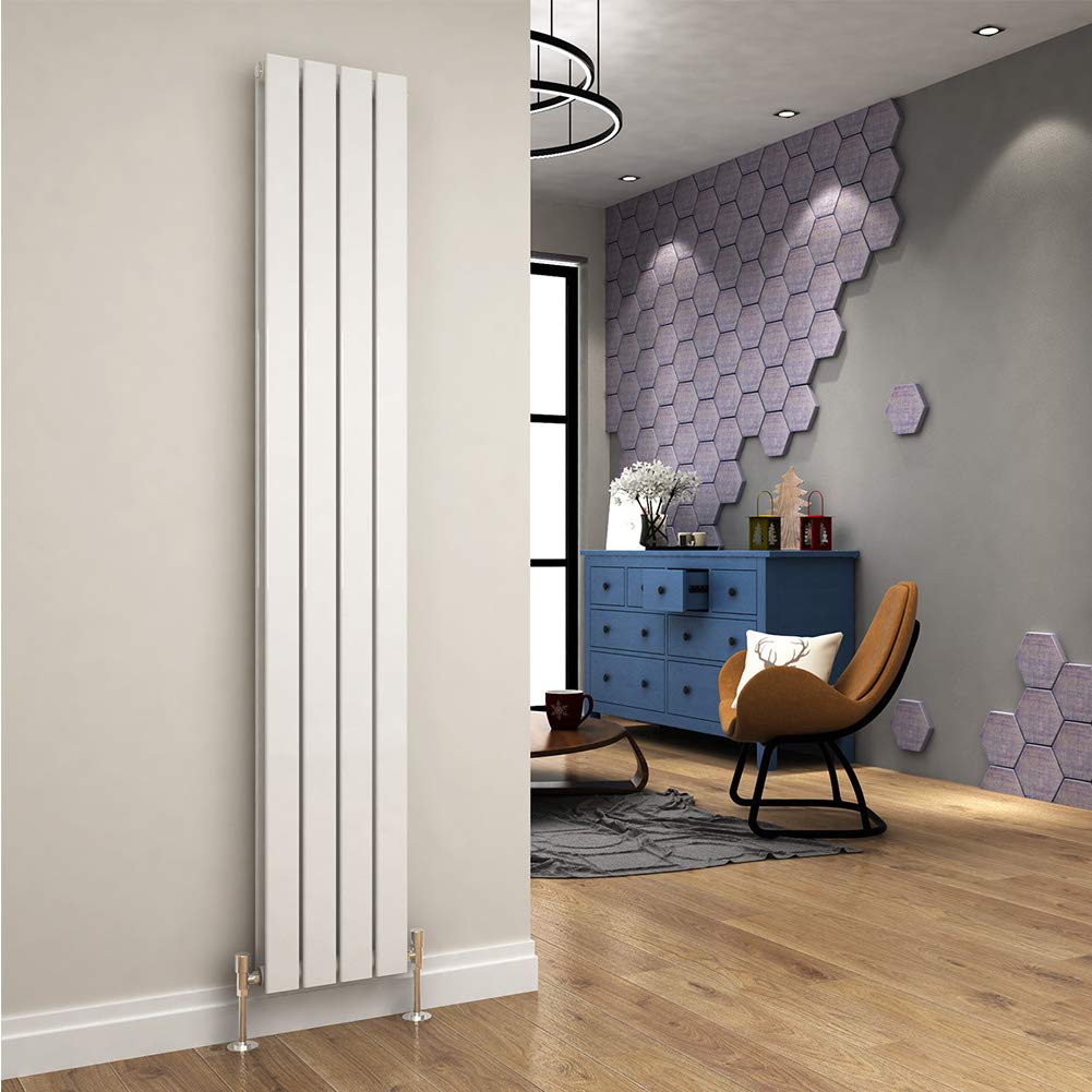 ELEGANT Radiators Vertical White Tall Single Bathroom Kitchen Designer Radiator Flat Panel 1800 x 452 mm