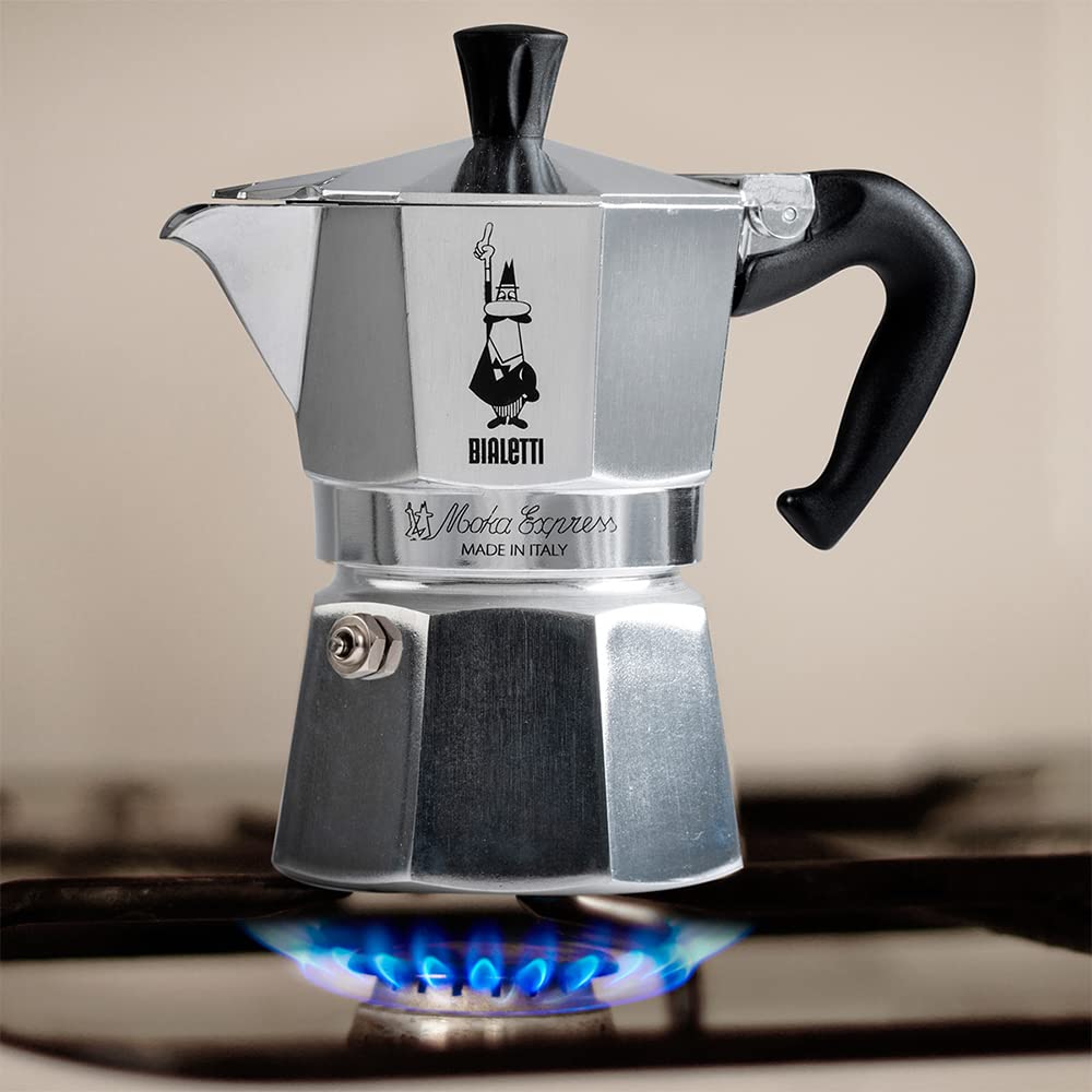 Bialetti Moka Express Aluminium Stovetop Coffee Maker, Silver, 1 Cup