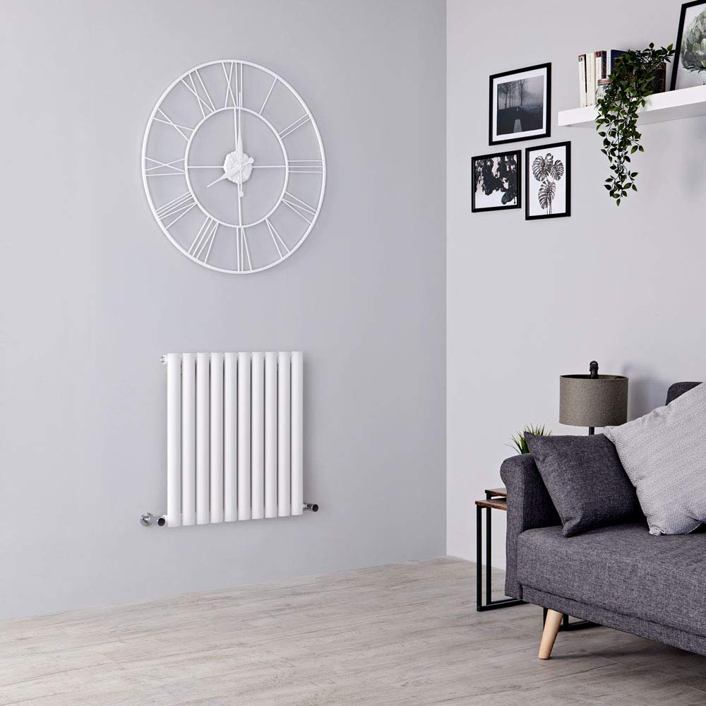 Milano Aruba Anthracite Horizontal Single Oval Panel Radiator - 400mm x 413mm