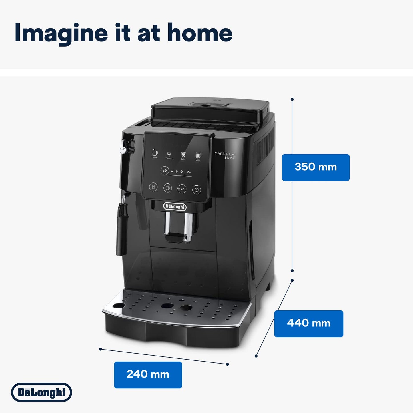 De'Longhi Magnifica Start ECAM220.60.B, Fully Automatic Bean to Cup Coffee Machine with 4 One-Touch Recipes, Soft-Touch Control Panel, Auto Milk, 1450W, Black