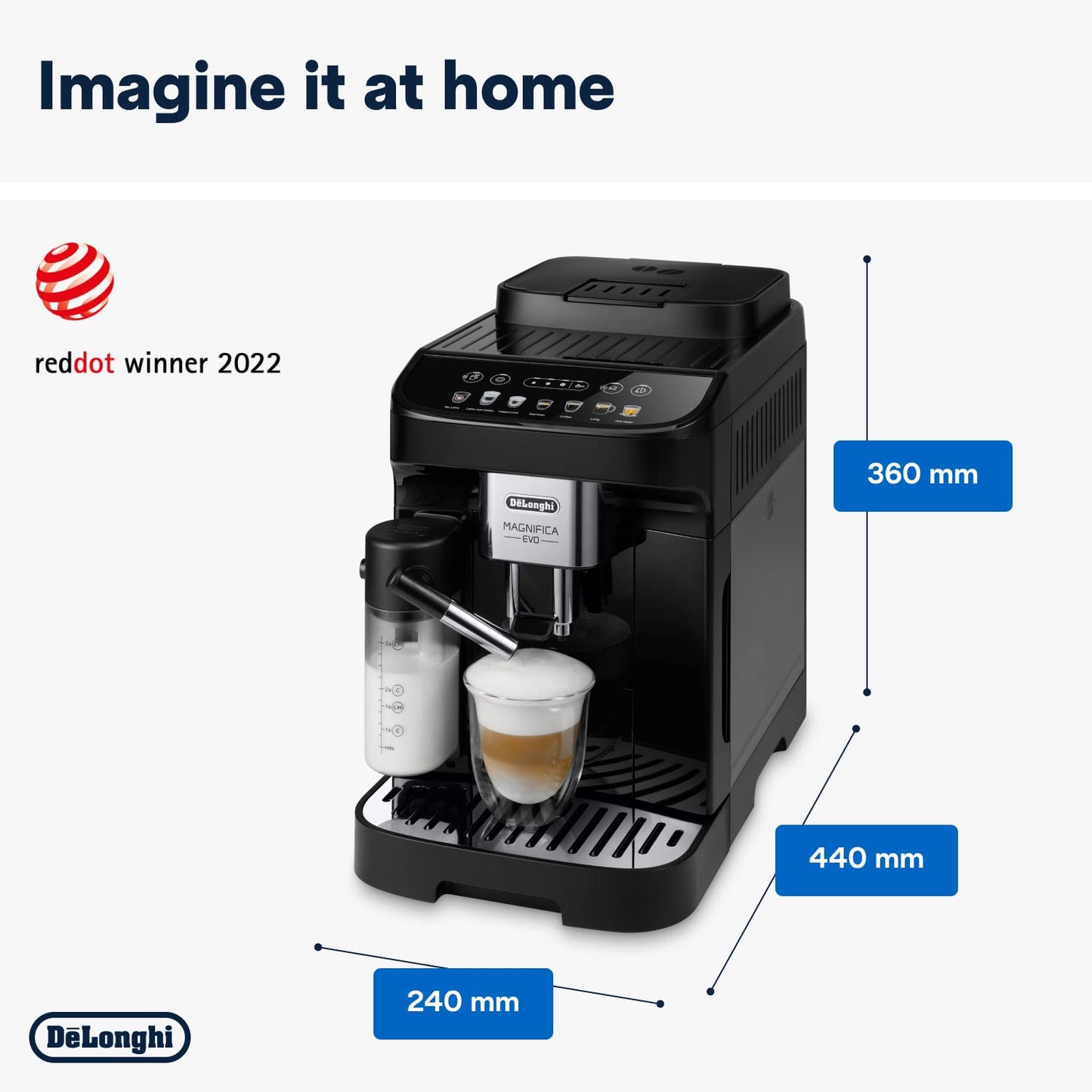 De'Longhi Magnifica Evo, Bean to Cup Coffee and Cappuccino Maker, 1450 watts, 250g bean container, 1.8L water container, ECAM292.81.B, Plastic, Black