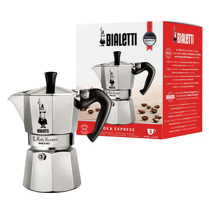 Bialetti Moka Express Aluminium Stovetop Coffee Maker, Silver, 1 Cup
