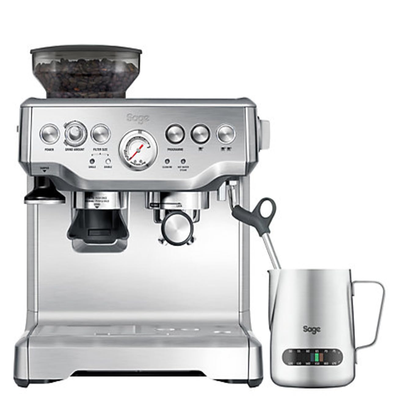 Sage - The Barista Express - Bean to Cup Coffee Machine with Grinder and Milk Frother, Black Truffle