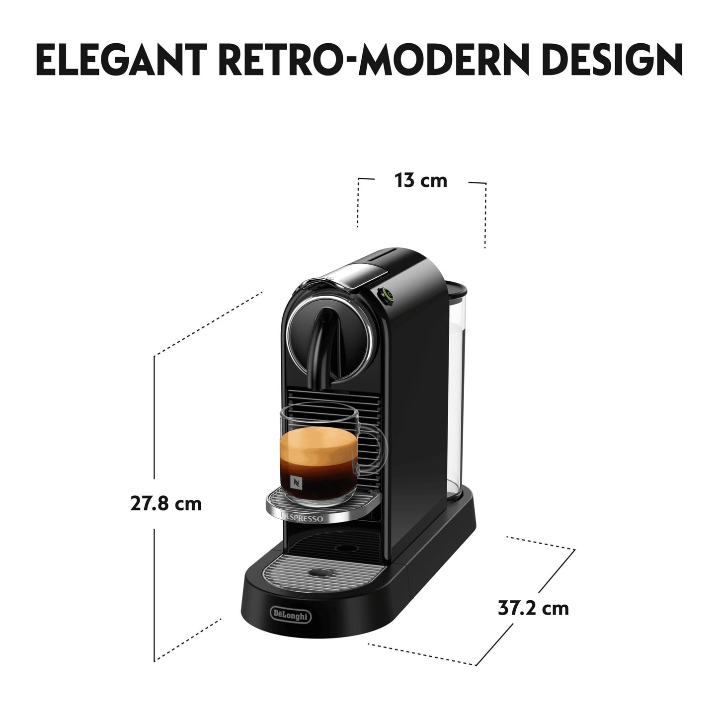 Nespresso Citiz Coffee Machine by De'Longhi for Original Coffee Pods, Italian Inspired Espresso, Quality Coffee, Starter Capsule Set Included, EN167.W, White