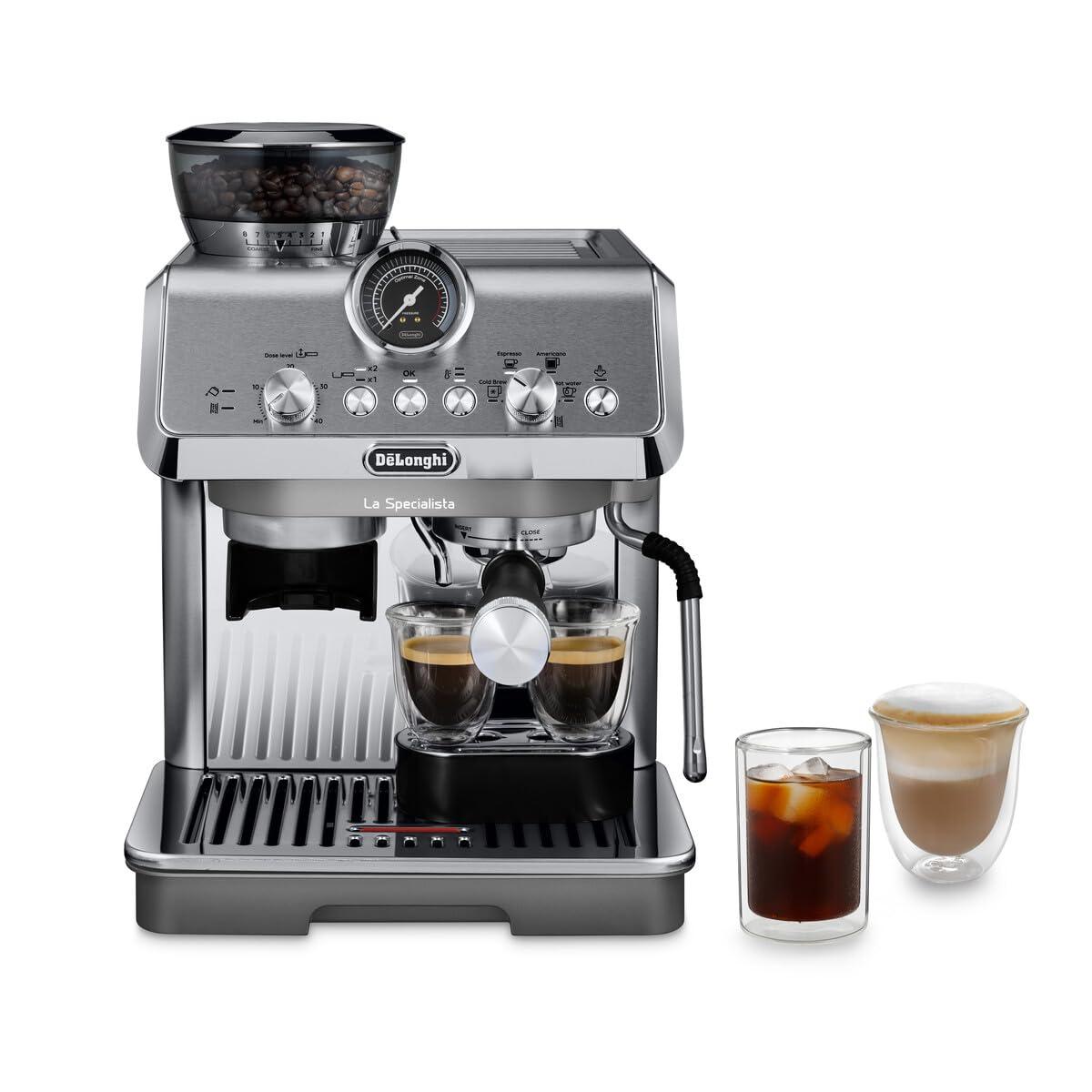 De'Longhi La Specialista Metal Barista Pump Espresso Machine, Bean to Cup Coffee and Cappuccino Maker, EC9155.MB, 1450W, Silver