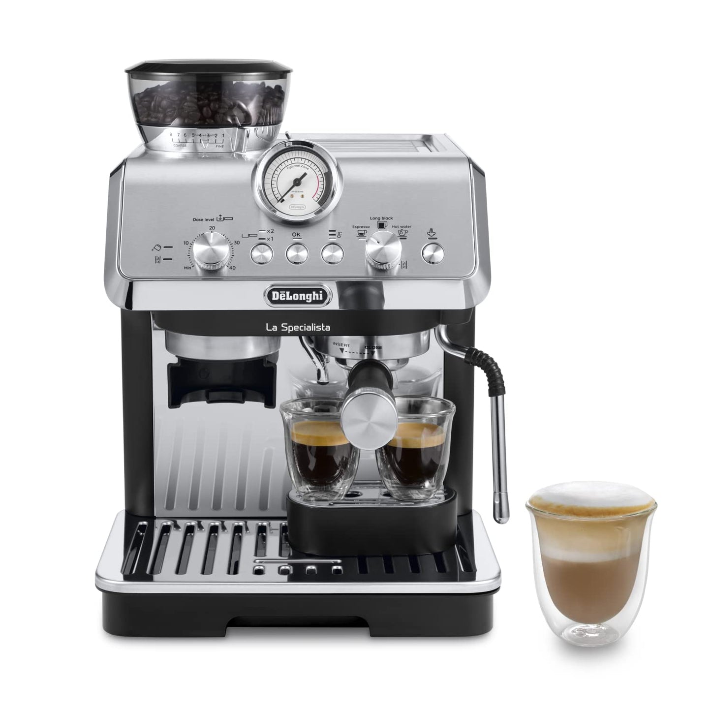 De'Longhi La Specialista Arte EC9155.W, Barista Pump Espresso Machine, Bean to Cup Coffee and Cappuccino Maker, 8 Grinding Settings, MyLatte Art Frothing Wand, 1550W, White