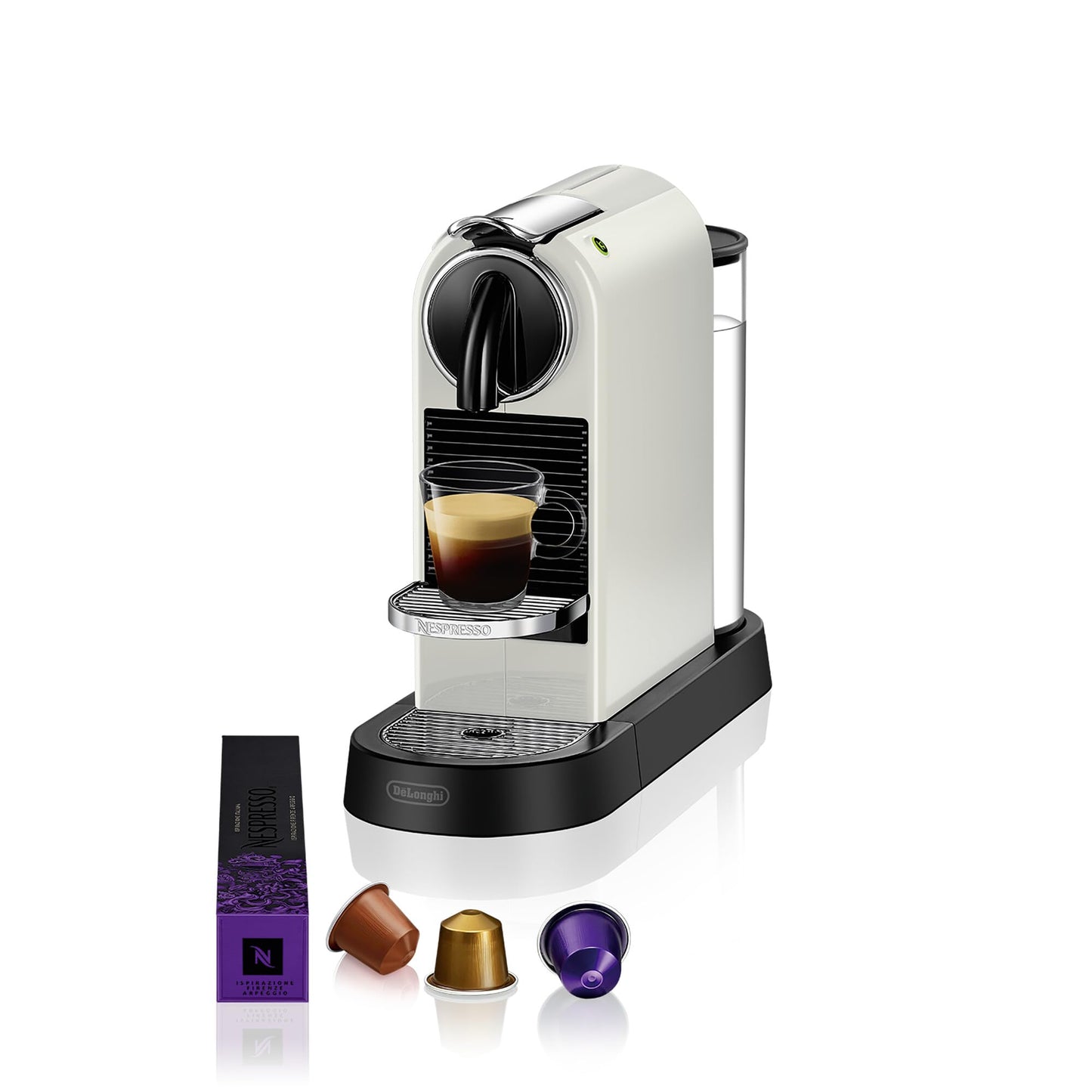 Nespresso Citiz Coffee Machine by De'Longhi for Original Coffee Pods, Italian Inspired Espresso, Quality Coffee, Starter Capsule Set Included, EN167.W, White