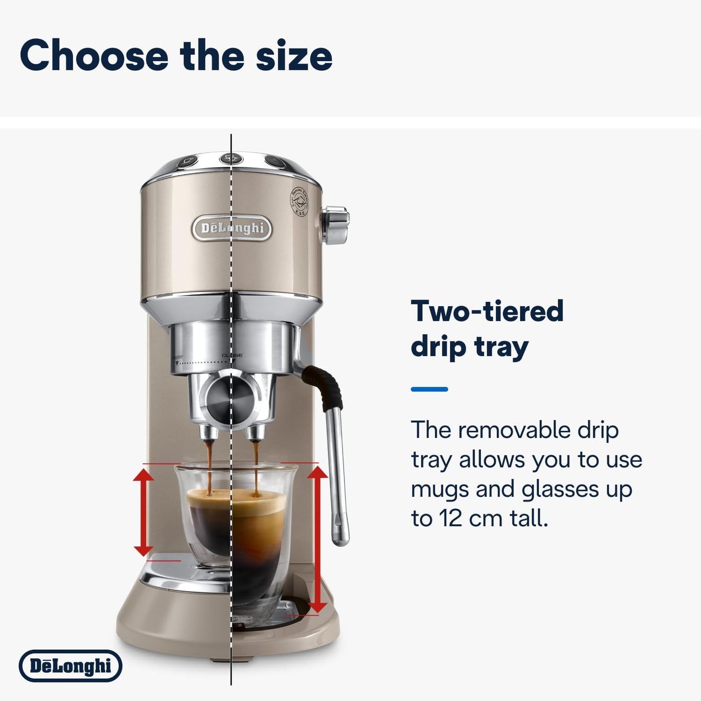 De'Longhi Dedica Arte EC885.BG, Traditional Barista Pump Espresso Machine, Manual Coffee Machine, My LatteArt Steam Wand, Compact Design 15cm Wide, Fit Mug Up to 13cm, Beige