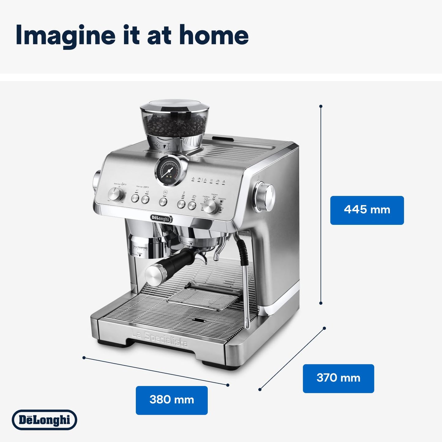 De'Longhi La Specialista Arte EC9155.W, Barista Pump Espresso Machine, Bean to Cup Coffee and Cappuccino Maker, 8 Grinding Settings, MyLatte Art Frothing Wand, 1550W, White