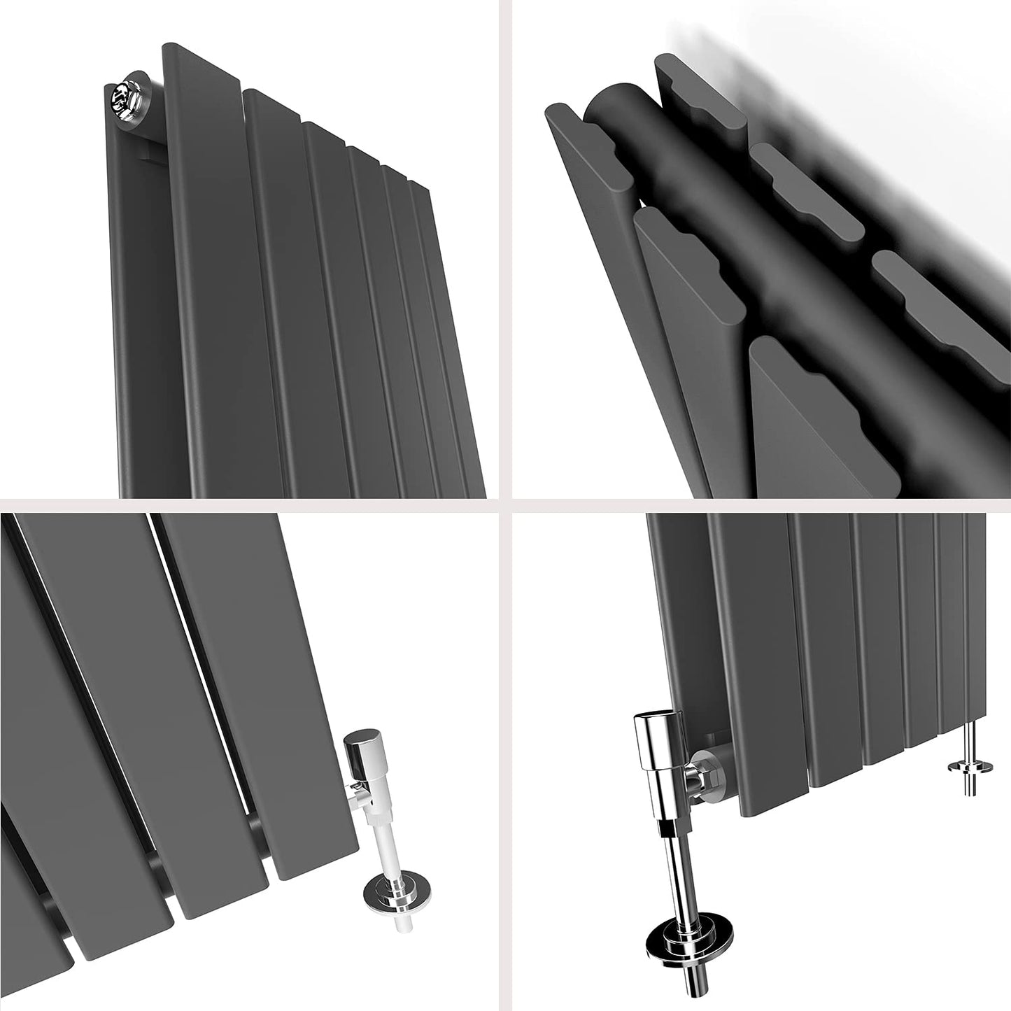 ELEGANT Radiators Vertical White Tall Single Bathroom Kitchen Designer Radiator Flat Panel 1800 x 452 mm