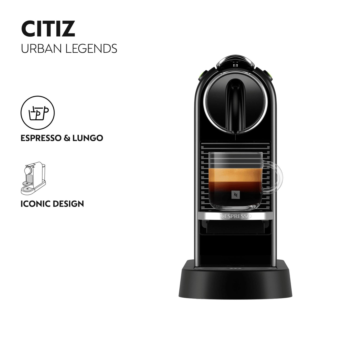 Nespresso Citiz Coffee Machine by De'Longhi for Original Coffee Pods, Italian Inspired Espresso, Quality Coffee, Starter Capsule Set Included, EN167.W, White