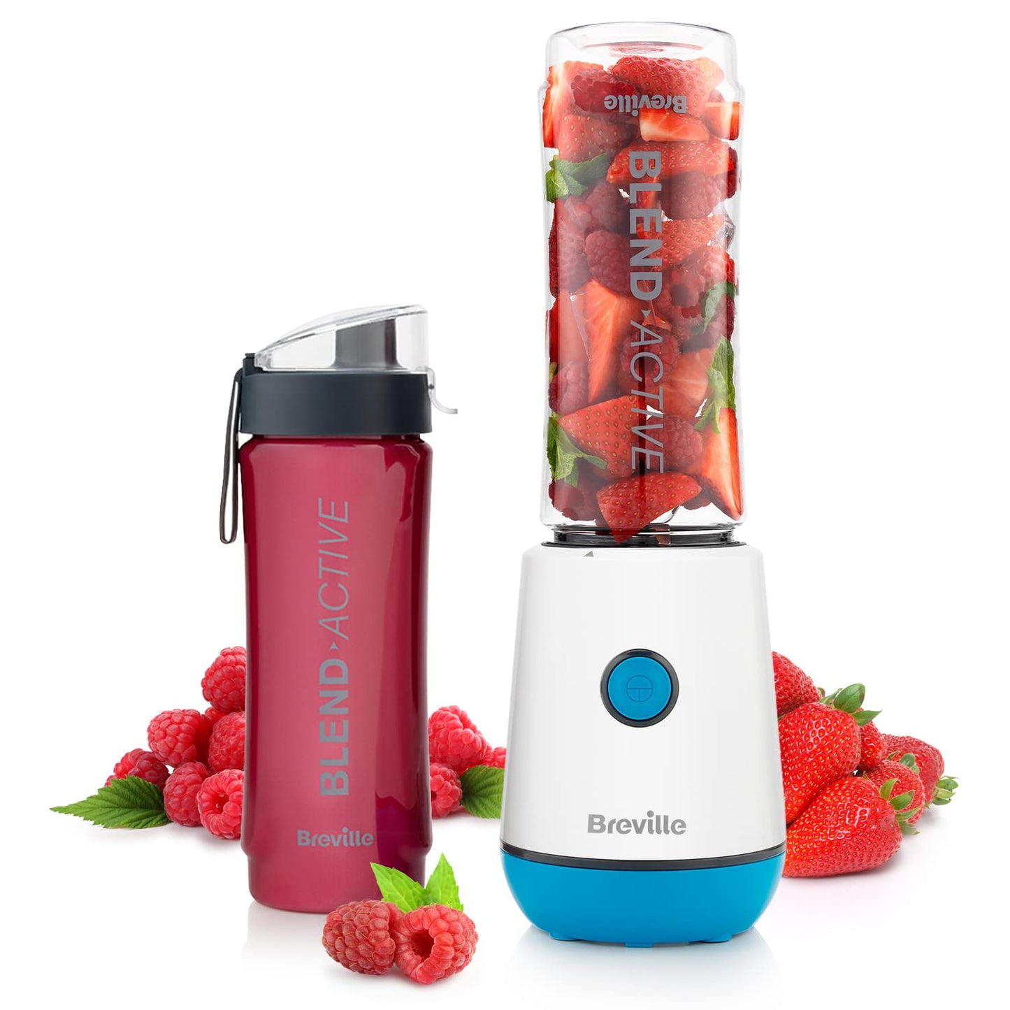 Breville Blend Active Personal Blender & Smoothie Maker | 350W | 2 Portable Blend Active Bottles (600ml) | Leak Proof Lids | White & Pink [VBL248]