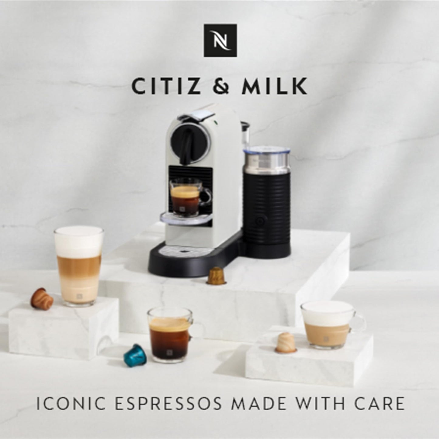 Nespresso De'Longhi CitiZ EN167.B, Capsule, Single-Serve Pod Coffee Machine, Compact Design, 19 Bar Pressure, 2 Cup Sizes, Welcome Set Included, Black, 1260 W
