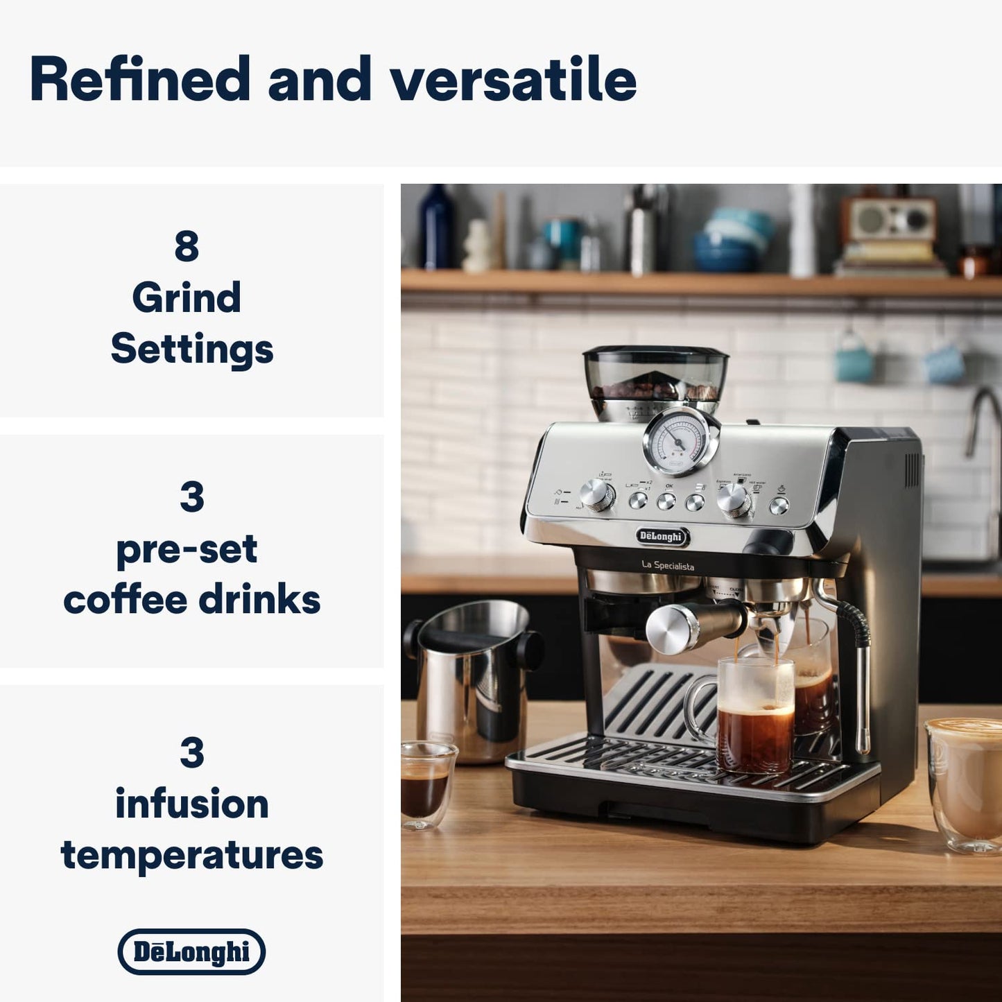 De'Longhi La Specialista Arte EC9155.W, Barista Pump Espresso Machine, Bean to Cup Coffee and Cappuccino Maker, 8 Grinding Settings, MyLatte Art Frothing Wand, 1550W, White