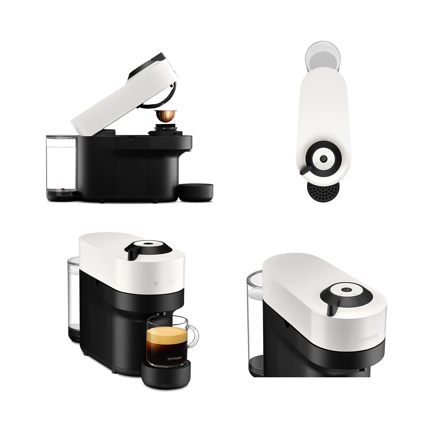 Nespresso Coffee Machine Baritsa Bundle includes Vertuo Pop White by Krups, Milk Frother, 2xNespresso Mugs, 2 x spoons, Melozio Nespresso coffee pods & Chiaro Nespresso coffee pods