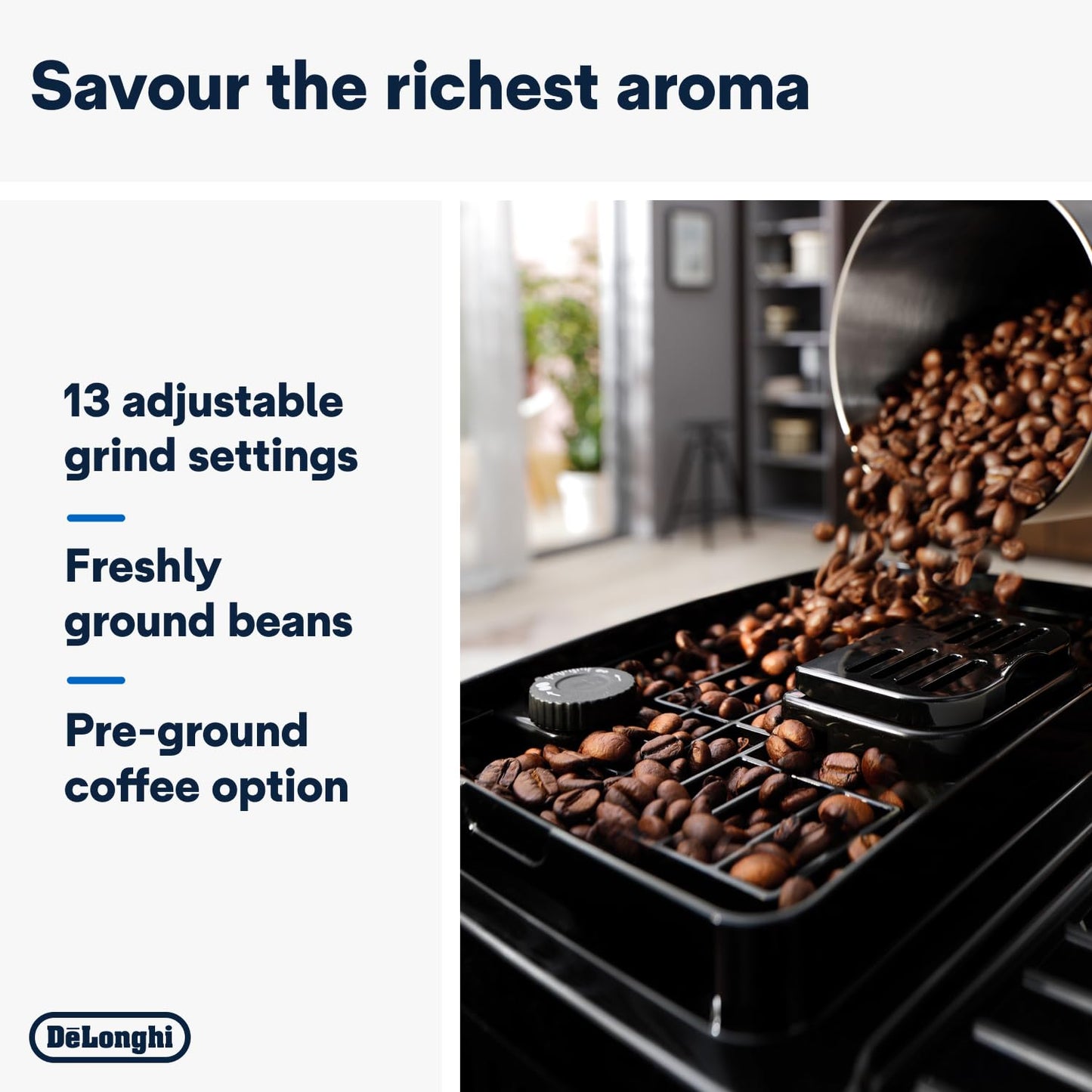 De'Longhi Magnifica Start ECAM220.60.B, Fully Automatic Bean to Cup Coffee Machine with 4 One-Touch Recipes, Soft-Touch Control Panel, Auto Milk, 1450W, Black