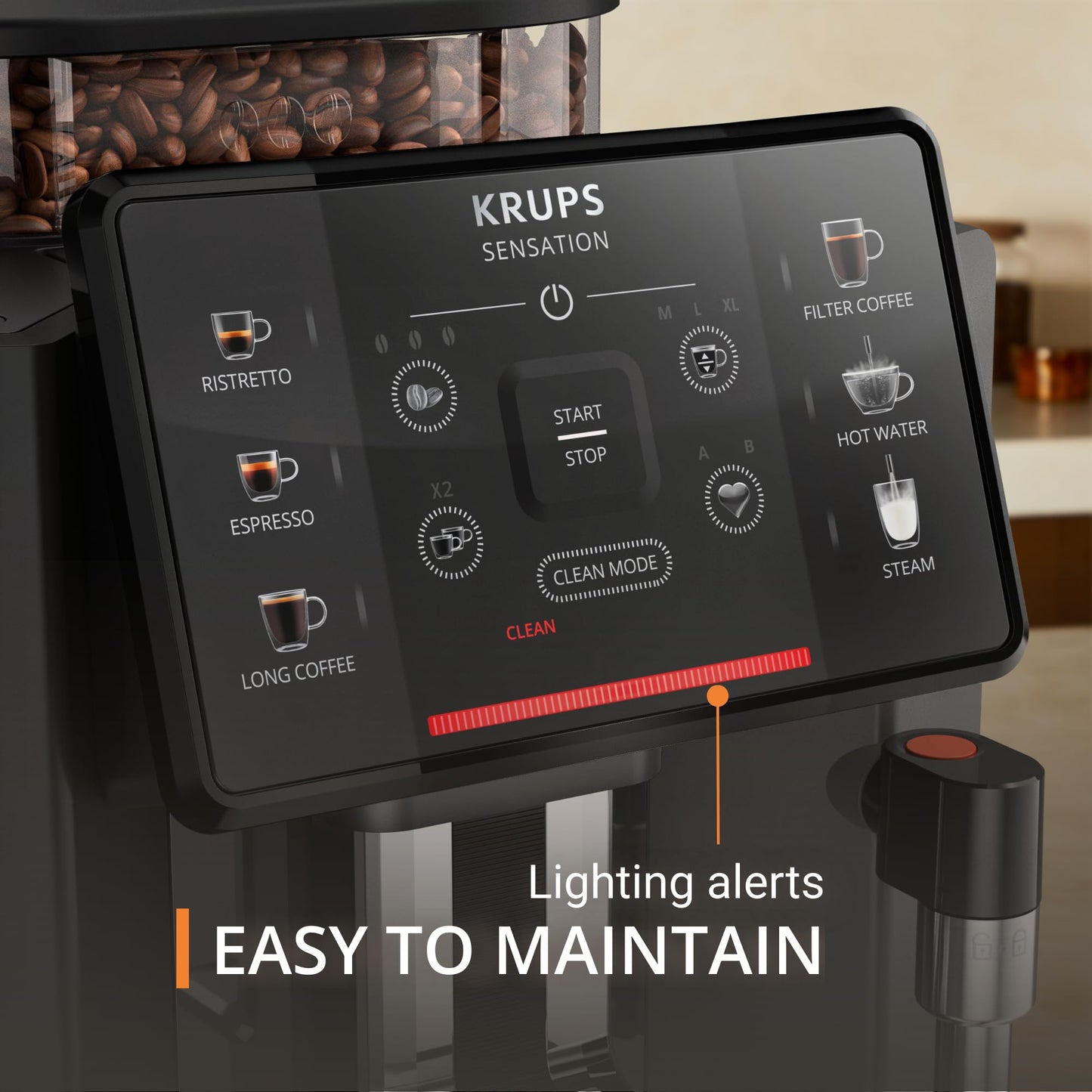 KRUPS EA895N40 Evidence One Automatic Coffee Machine, Espresso, Cappuccino, 2.3 liters, Meteor Grey, 17 Drink Options, Bean to Cup