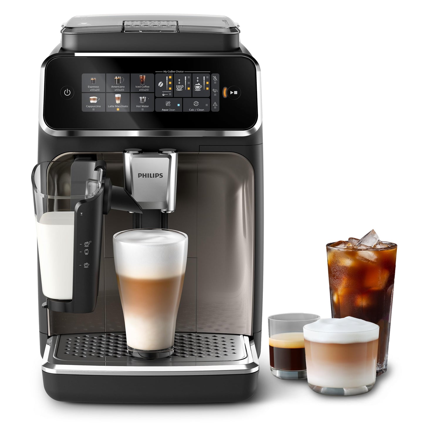 Philips 5500 Series Bean to Cup Coffee Machine – 20 Hot & Iced drinks, LatteGo Milk Frother, Fastest-to-Clean, 40% Quieter, Ceramic Grinder, Fully Automatic Espresso & Cappuccino maker – EP5546/70