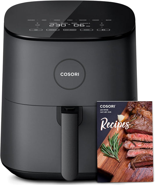 COSORI Air Fryer 4.7L, 9-in-1 Compact Air Fryers Oven, 130+ Recipes(Cookbook & Online), Max 230℃ Setting, Digital Tempered Glass Display, Quiet, 4 Portions, Non-Stick, Dishwasher Safe, 1500W