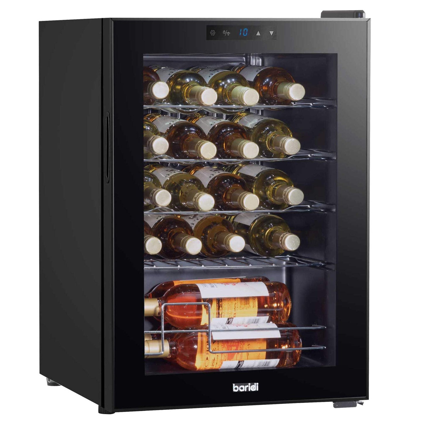 Baridi Black 12 Bottle Wine Fridge Cooler, Super Quiet 25dB, Touch Control, LED - DH73