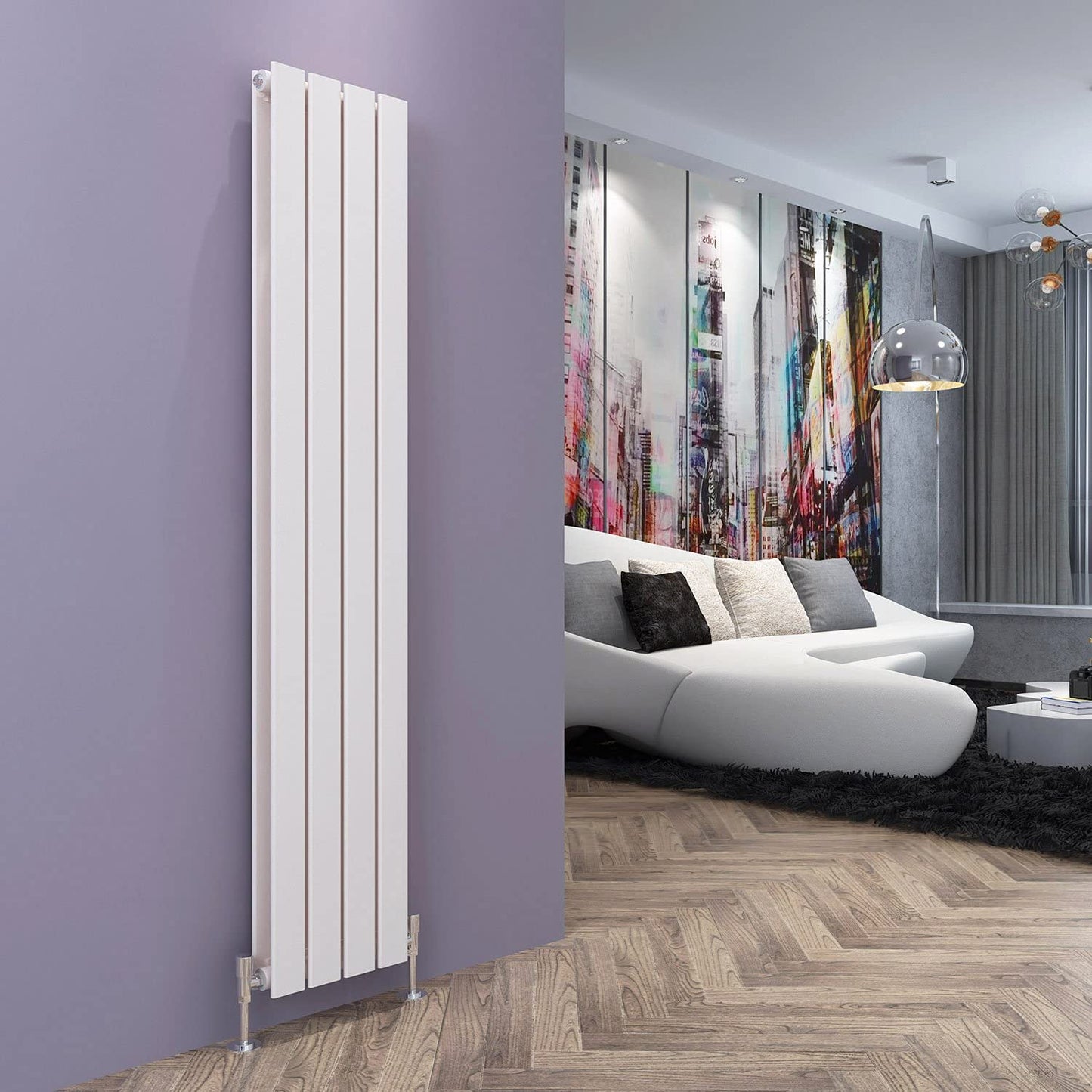ELEGANT Radiators Vertical White Tall Single Bathroom Kitchen Designer Radiator Flat Panel 1800 x 452 mm