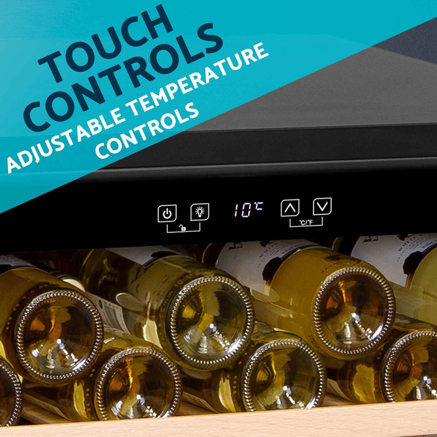 Baridi Black 12 Bottle Wine Fridge Cooler, Super Quiet 25dB, Touch Control, LED - DH73