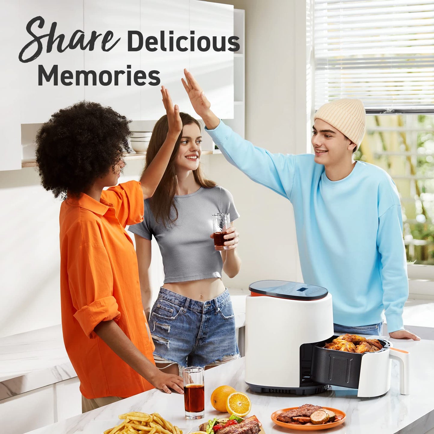 COSORI 5.5L Smart Air Fryer Oven, 200 Recipes(Cookbook & Online), APP Control, Square & Removable Basket, 13 Cooking Functions, Roast, Bake, Reheat, Dishwasher Safe, Black