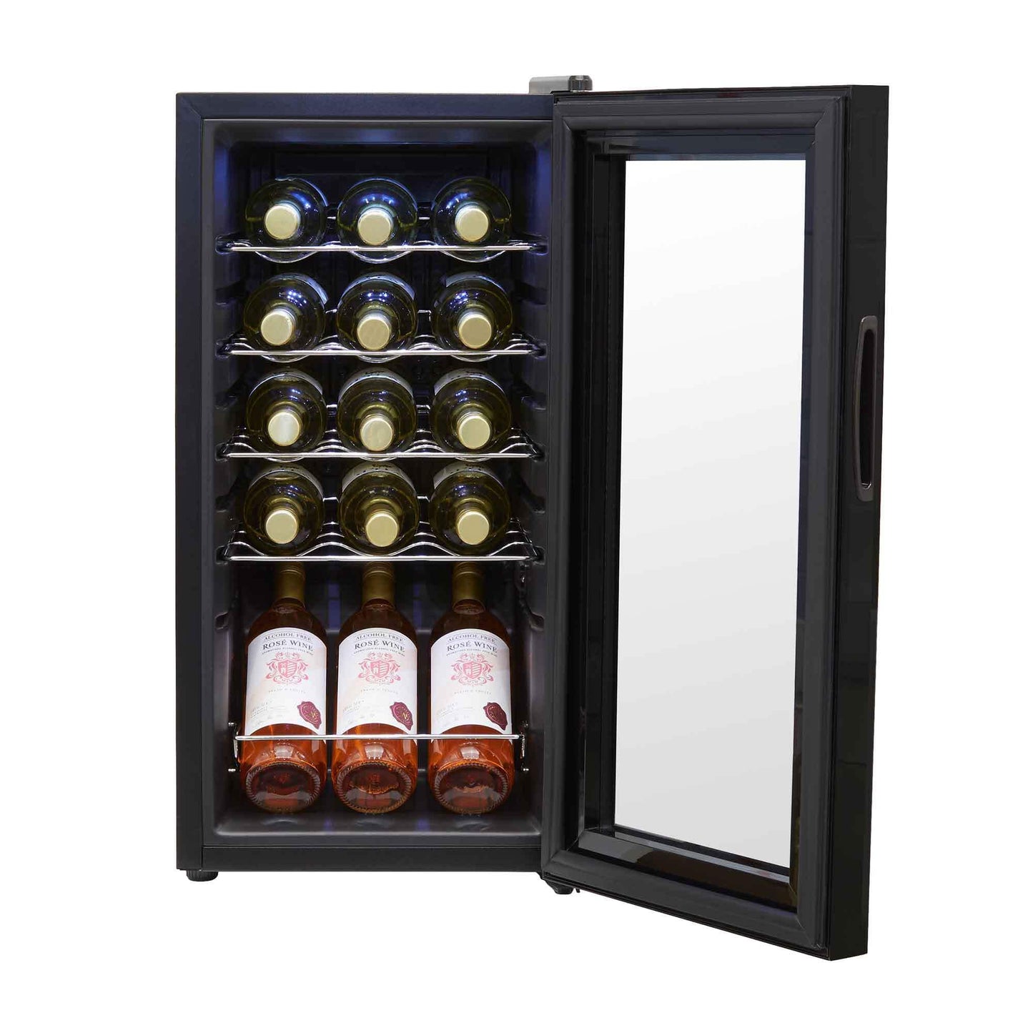 Baridi Black 12 Bottle Wine Fridge Cooler, Super Quiet 25dB, Touch Control, LED - DH73