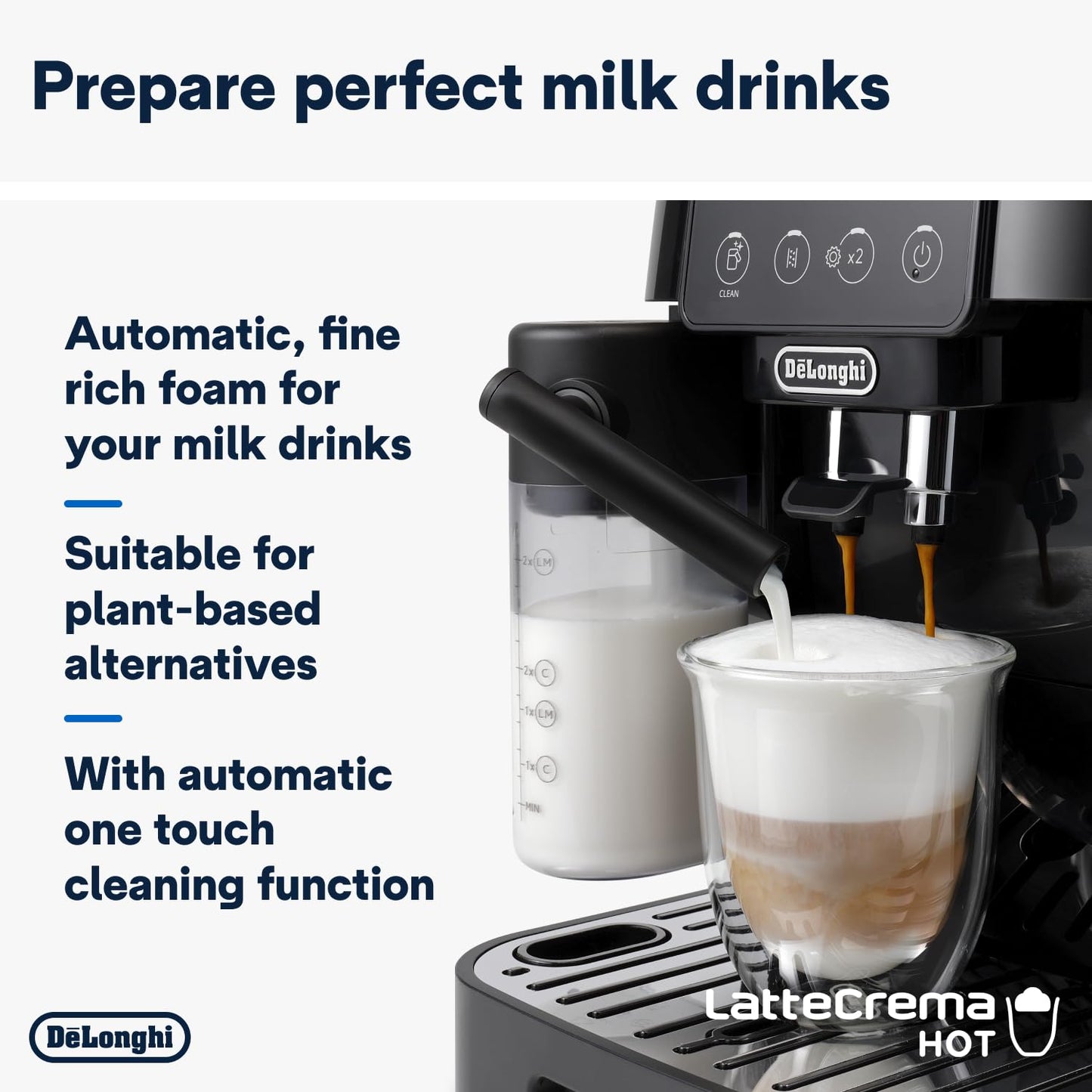 De'Longhi Magnifica Start ECAM220.60.B, Fully Automatic Bean to Cup Coffee Machine with 4 One-Touch Recipes, Soft-Touch Control Panel, Auto Milk, 1450W, Black