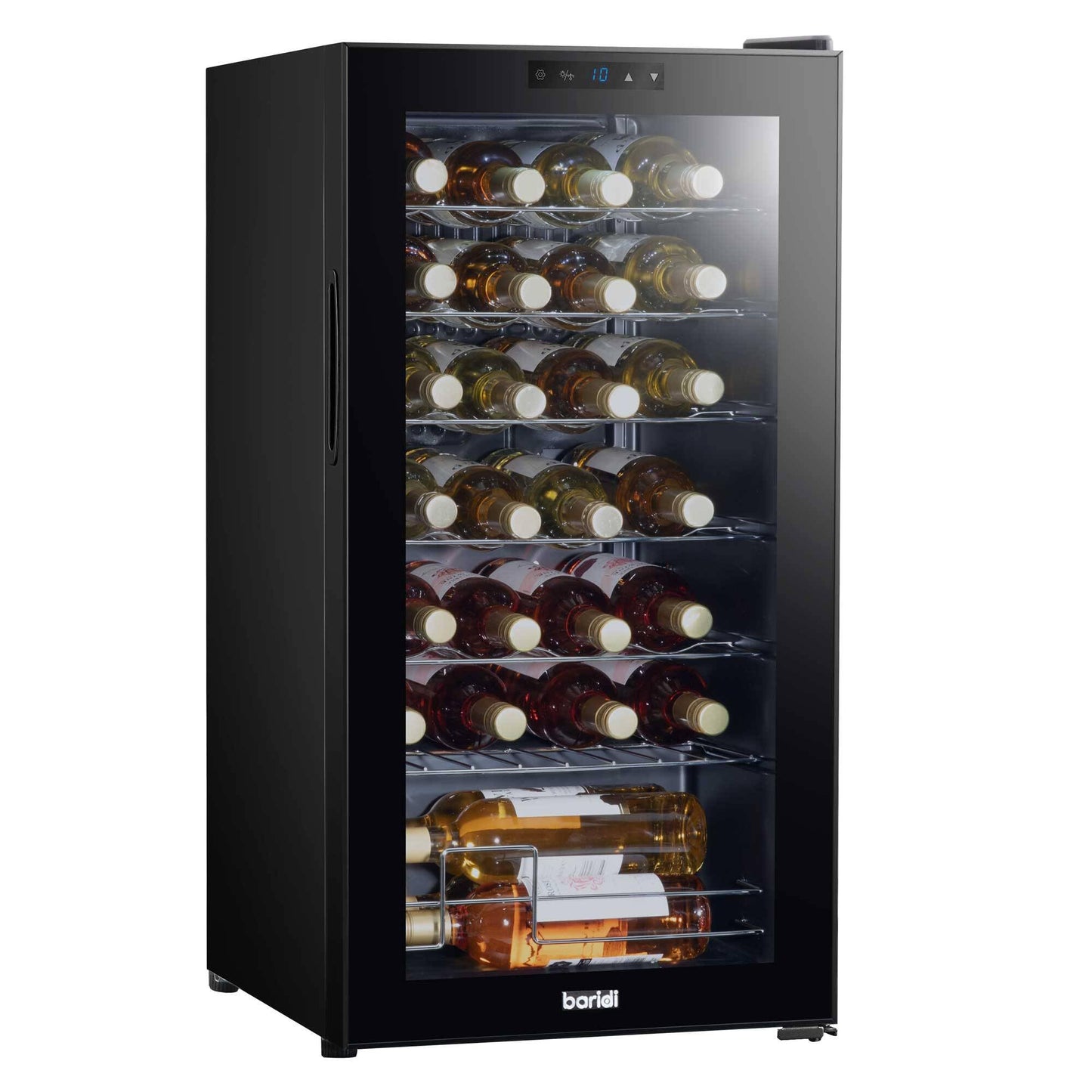 Baridi Black 12 Bottle Wine Fridge Cooler, Super Quiet 25dB, Touch Control, LED - DH73